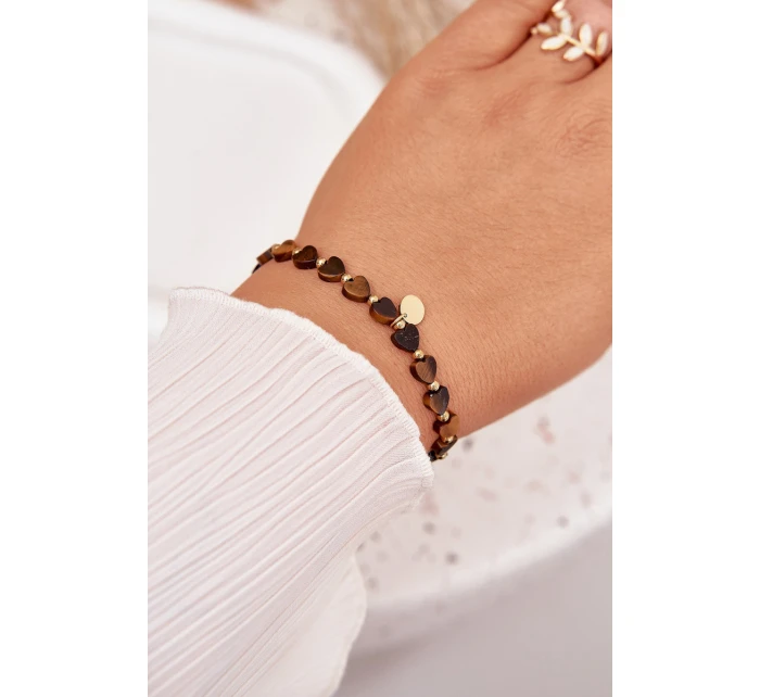 Náramek srdíčka ze chirurgické oceli hnědý Náramek srdíčka ze chirurgické oceli hnědý