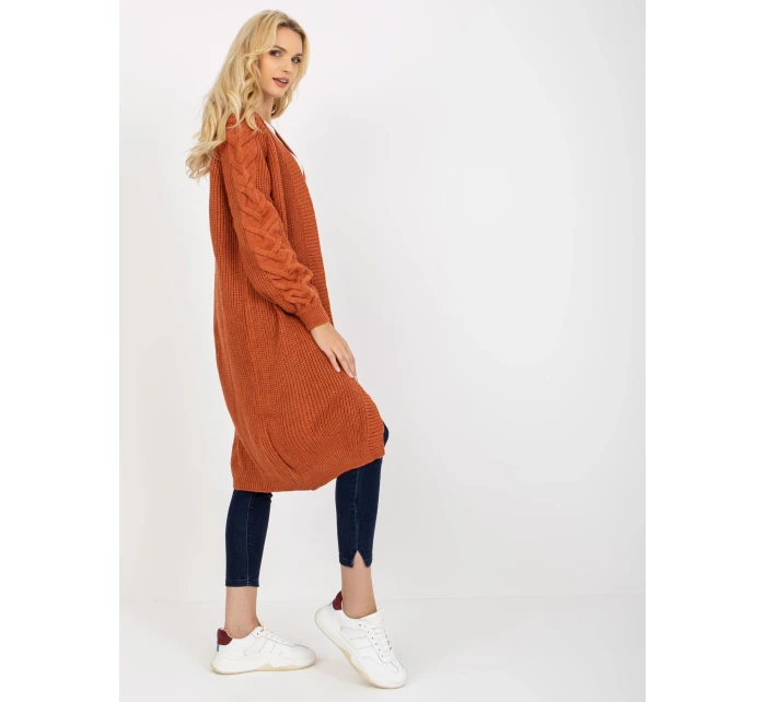 Dámsky sveter LO SW LK 3001 kardigan.82P tmavo oranžový