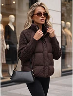 Dámska prešívaná péřová bunda s pletenými rukávmi, hnedá, FashionStreet TY5931