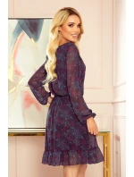 Bakara - vzdušné šifónové dámske šaty s dekoltom a so vzorom ružovo-svetlomodrých mandál 295-4 Bakara - vzdušné šifónové dámske šaty s dekoltom a so vzorom ružovo-svetlomodrých mandál 295-4