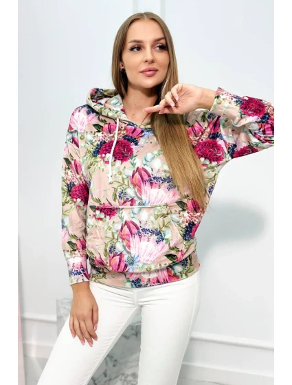 Velurová mikina s kapucí béžový Velurová mikina s kapucí béžový