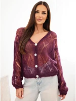Dámský svetr z 80 % zapínaný na švestkový model 22358353 - K-Fashion Dámský svetr z 80 % zapínaný na švestkový model 22358353 - K-Fashion