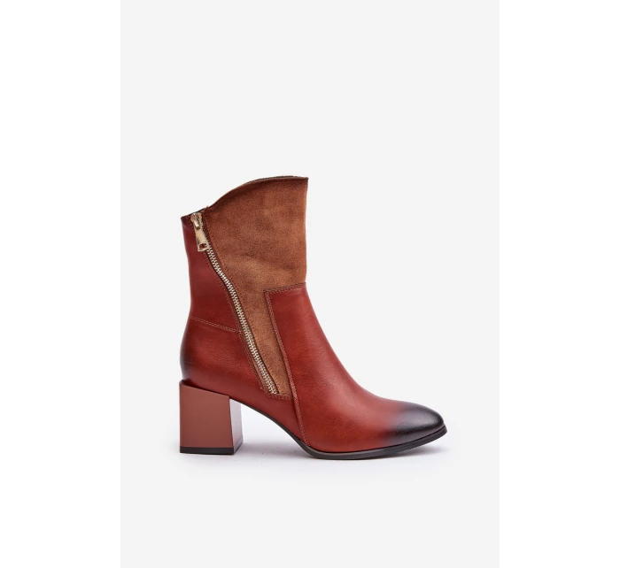 Ocieplane Botki Damskie Na Obcasie Słupku Brązowe Relabina Ocieplane Botki Damskie Na Obcasie Słupku Brązowe Relabina