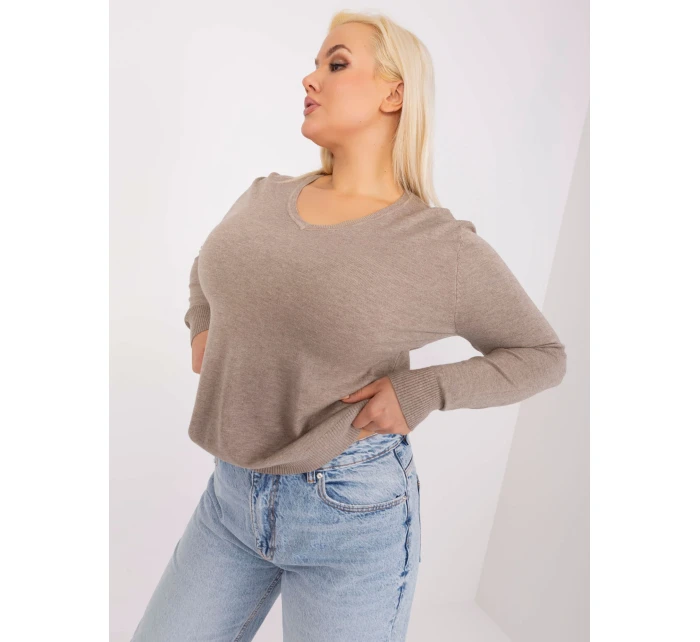 Sweter PM SW PM model 19319019 ciemny bezowy - FPrice Sweter PM SW PM model 19319019 ciemny bezowy - FPrice