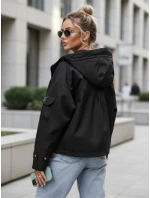 Dámska prechodná bunda s kapucňou a vreckami čierna FashionStreet TY5636