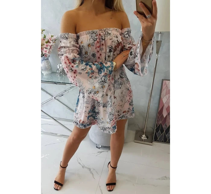 model 18746616 květinové šaty pudrově růžové - K-Fashion model 18746616 květinové šaty pudrově růžové - K-Fashion