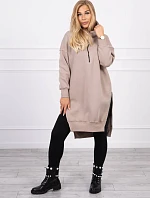 Zateplená mikina s bočnými rázporkami béžová