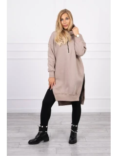 Zateplená mikina s bočnými rázporkami béžová