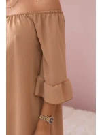 Španělská halenka s volánky na rukávu Velbloud Španělská halenka s volánky na rukávu Velbloud