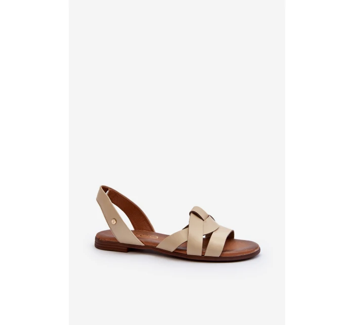 Zazoo 40185 Wygodne Skórzane Wsuwane Sandały Beżowe