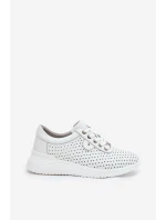 Damskie Skórzane Buty Sportowe Vinceza 79532 Białe