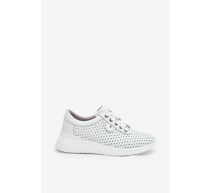 Damskie Skórzane Buty Sportowe Vinceza 79532 Białe