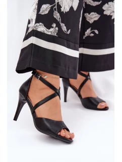 Modne Sandały Na Szpilce Czarne Loressa