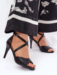 Módní Sandály Na Podpatku Černé model 21691866 - SERGIO LEONE