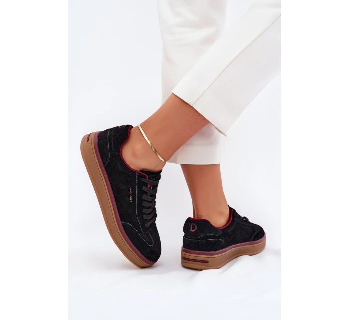 Zamszowe Damskie Sneakersy Daniel Lopez Just Dare SS2D4006 Czarne