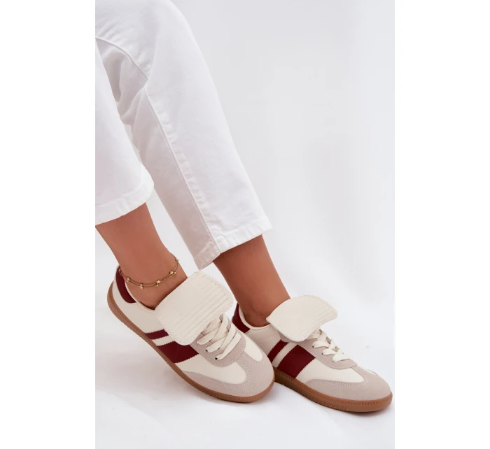 Niskie Sneakersy Damskie Z Wywiniętym Językiem Bordowe Ardira