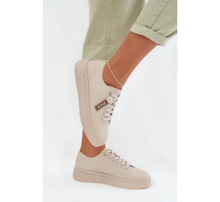 Dámské tenisky z pravé kůže D&A GR61-5591 Béžové