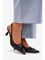 Dámské sandály na podpatku s ozdobným detailem Černé Mariae