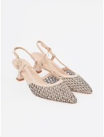 Vynikajúce dámske lodičky Jasnobeżowy na širokom podpätku Vynikajúce dámske lodičky Jasnobeżowy na širokom podpätku