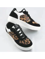 Čierne dámske tenisky sneakers s panterím vzorom (6363)