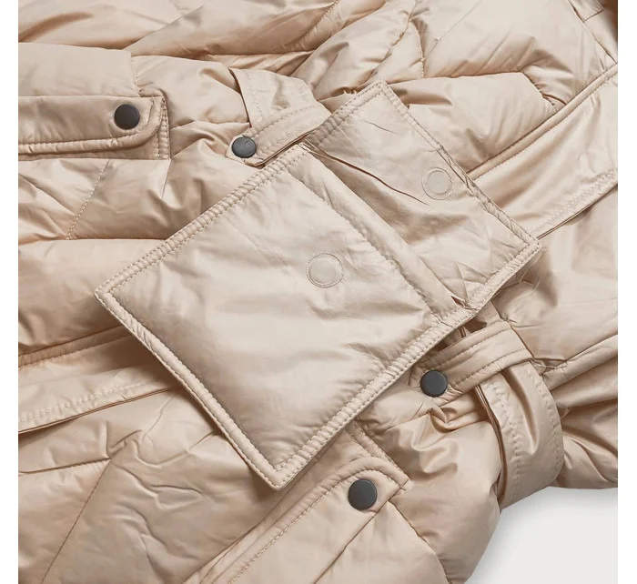 Béžová péřová bunda se stojáčkem a kapucí model 21244382 - Ann Gissy