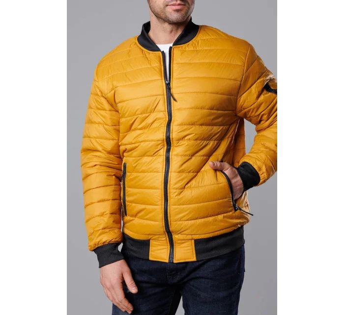 Tmavo žltá pánska prešívaná bunda typu "bomber" (MY02-23)
