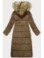 Dlhá dámska zimná bunda v ťavej farbe (V725) Dlhá dámska zimná bunda v ťavej farbe (V725)