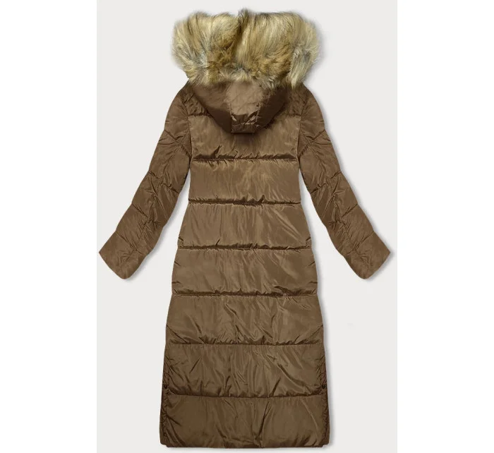 Dlhá dámska zimná bunda v ťavej farbe (V725) Dlhá dámska zimná bunda v ťavej farbe (V725)
