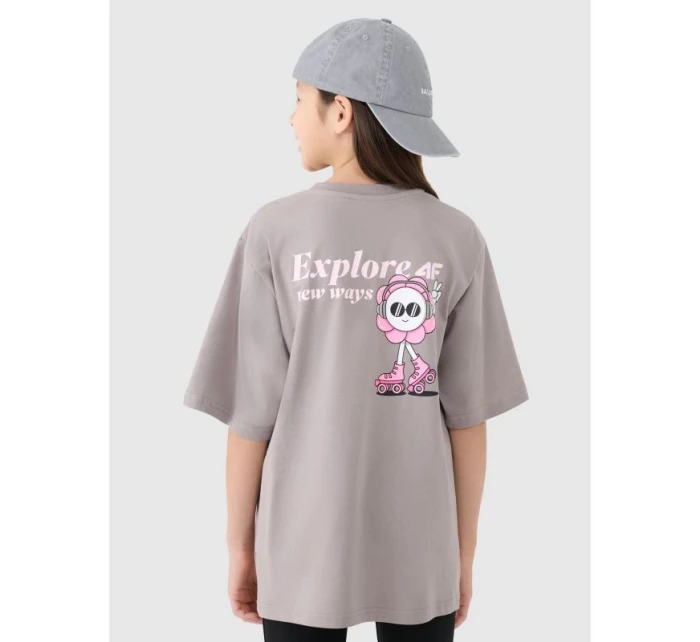 Dievčenské tričko oversize s potlačou 4F 4FJRSS25TTSHF2586-83S Dievčenské tričko oversize s potlačou 4F 4FJRSS25TTSHF2586-83S