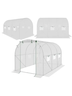 SKLENÍK ZÁHRADNÝ TUNEL 200X300X200CM PE KONŠTRUKCIA BIELA OCEĽ