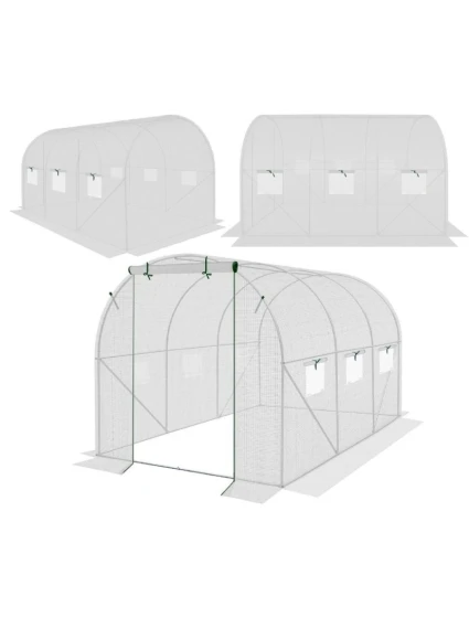 SKLENÍK ZÁHRADNÝ TUNEL 200X300X200CM PE KONŠTRUKCIA BIELA OCEĽ