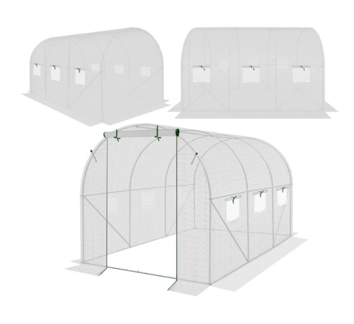 SKLENÍK ZÁHRADNÝ TUNEL 200X300X200CM PE KONŠTRUKCIA BIELA OCEĽ