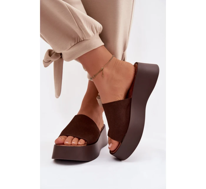 Ženské platformové nazouváky Čokoládové Liorisse