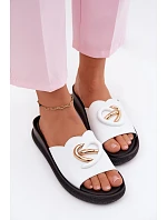 Kožené pantofle s ozdobným detailem S.Barski KV61-6046 Bílá