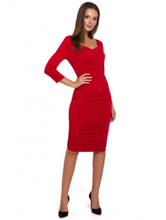 K006 Pletené šaty s opaskom - červené