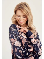 Dámské pyžamo Venus model 19373381 Tmavě modrá vzor - Taro Dámské pyžamo Venus model 19373381 Tmavě modrá vzor - Taro