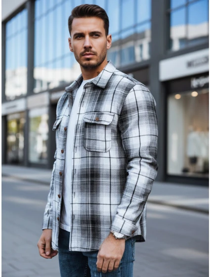 Pánská černobílá kostkovaná košile Dstreet model 21994105 - FashionStreet Pánská černobílá kostkovaná košile Dstreet model 21994105 - FashionStreet