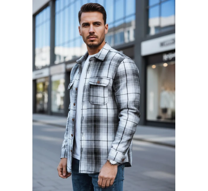 Pánská černobílá kostkovaná košile Dstreet model 21994105 - FashionStreet Pánská černobílá kostkovaná košile Dstreet model 21994105 - FashionStreet