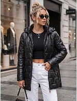 Dámska prešívaná bunda s odnímateľnou kapucňou, čierna, FashionStreet TY5795 Dámska prešívaná bunda s odnímateľnou kapucňou, čierna, FashionStreet TY5795