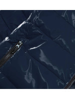 Tmavo modrá dámska bunda sa vzorovanou podšívkou (W707)