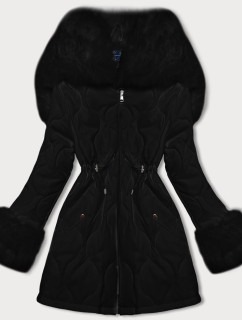 Čierna dámska prešívaná zimná bunda s kožušinovou podšívkou Ann Gissy (AG1-3091)