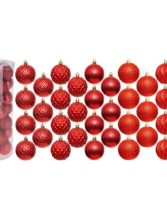 DEKORATÍVNE PLASTOVÉ OZDOBY 6 CM SADA 35 KS ČERVENÁ