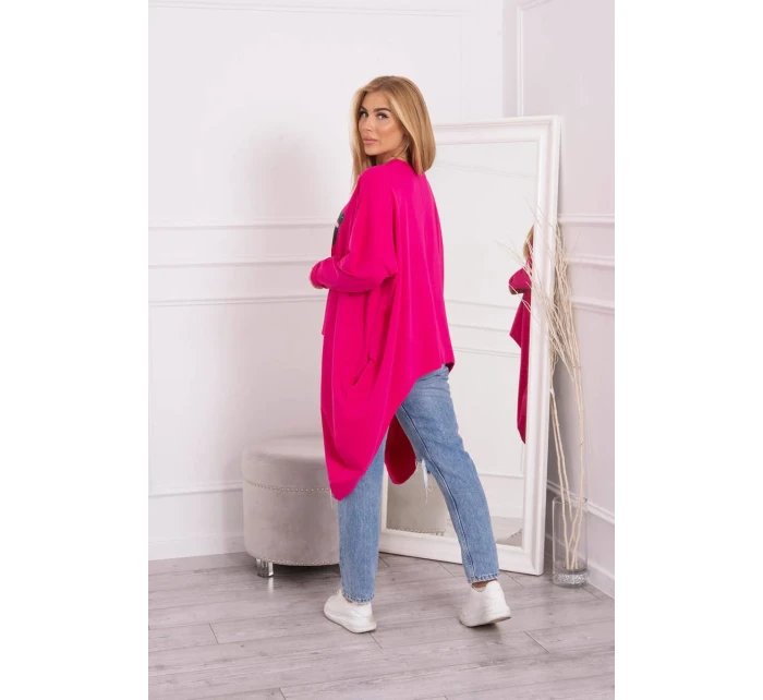 Oversize blúzka s potlačou fuchsiová