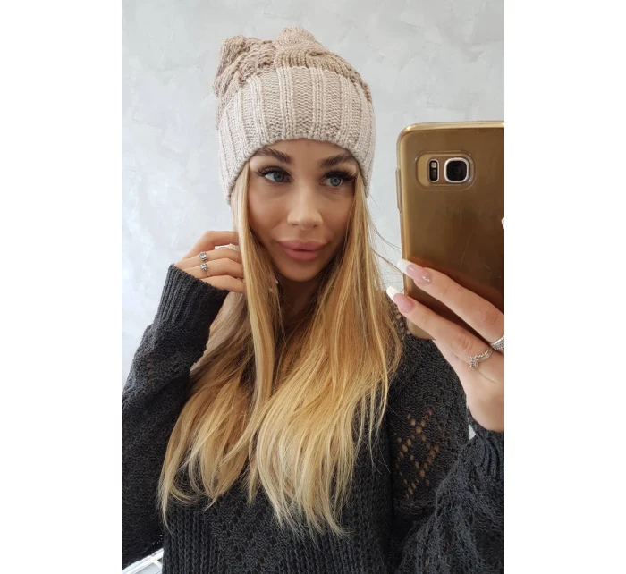 Paris fleecová čiapka K212 tmavo béžová + béžová