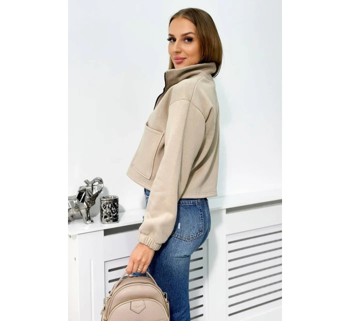 Izolovaná bavlnená mikina so zipsom svetlo béžová Izolovaná bavlnená mikina so zipsom svetlo béžová