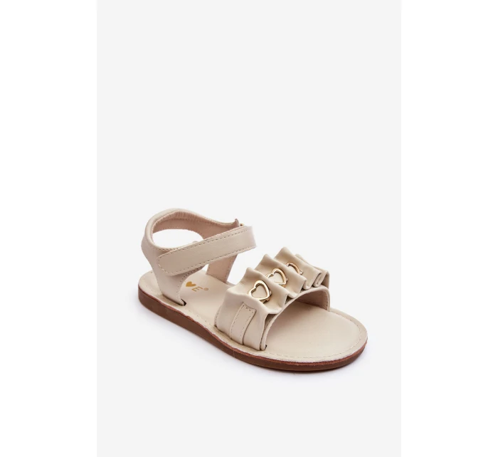 Dětské sandály se suchým zipem srdce béžová Havana
