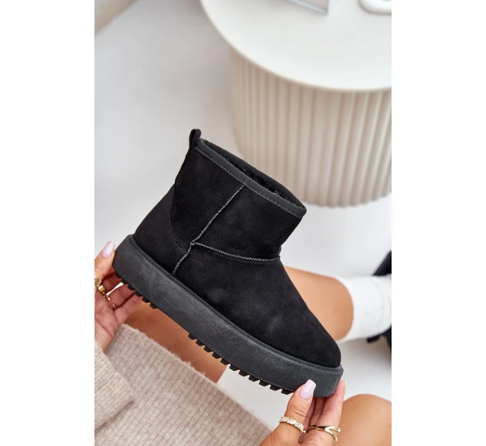 Dámské Sněhule Na Platformě Z Eko Semiše Černé model 21673043 - EVENTO