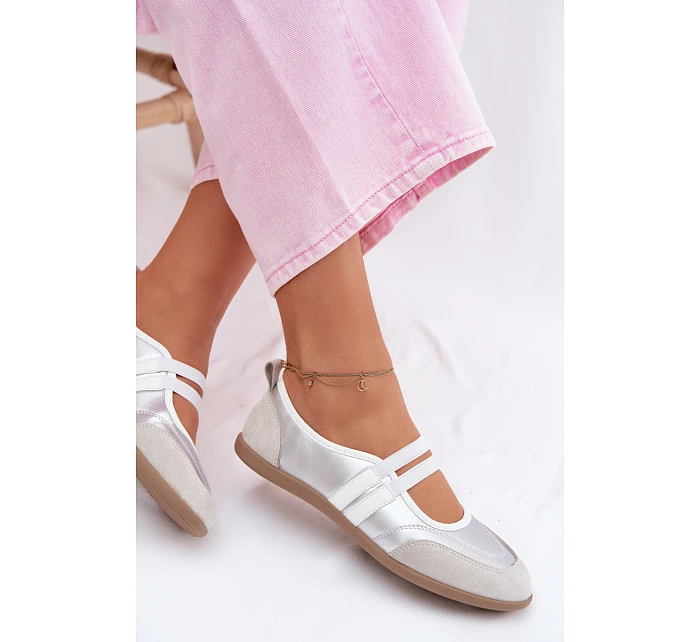 Sportové baleríny s elastickými pásky stříbrné Donatella Sportové baleríny s elastickými pásky stříbrné Donatella