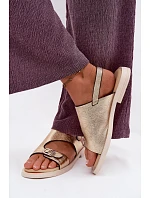 Kožené dámské nízké zlaté sandály Vinceza 86434