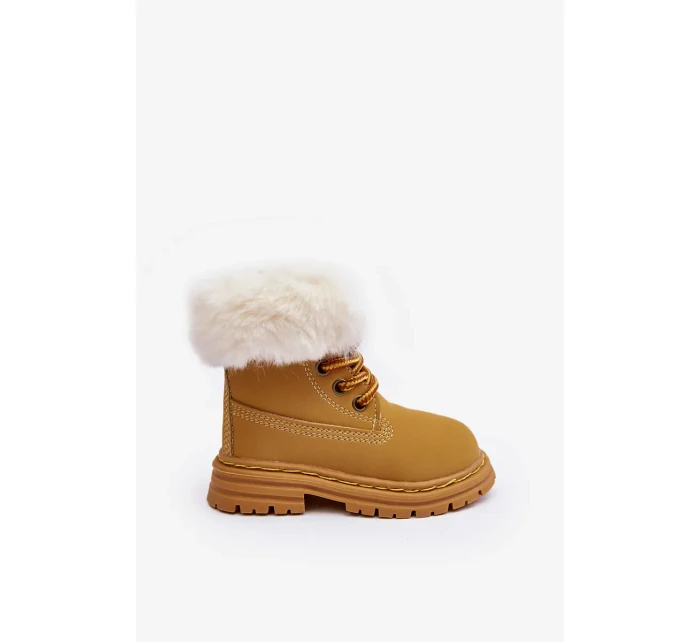 Dětské boty Trappers na zip s kožešinou Camel Gerande